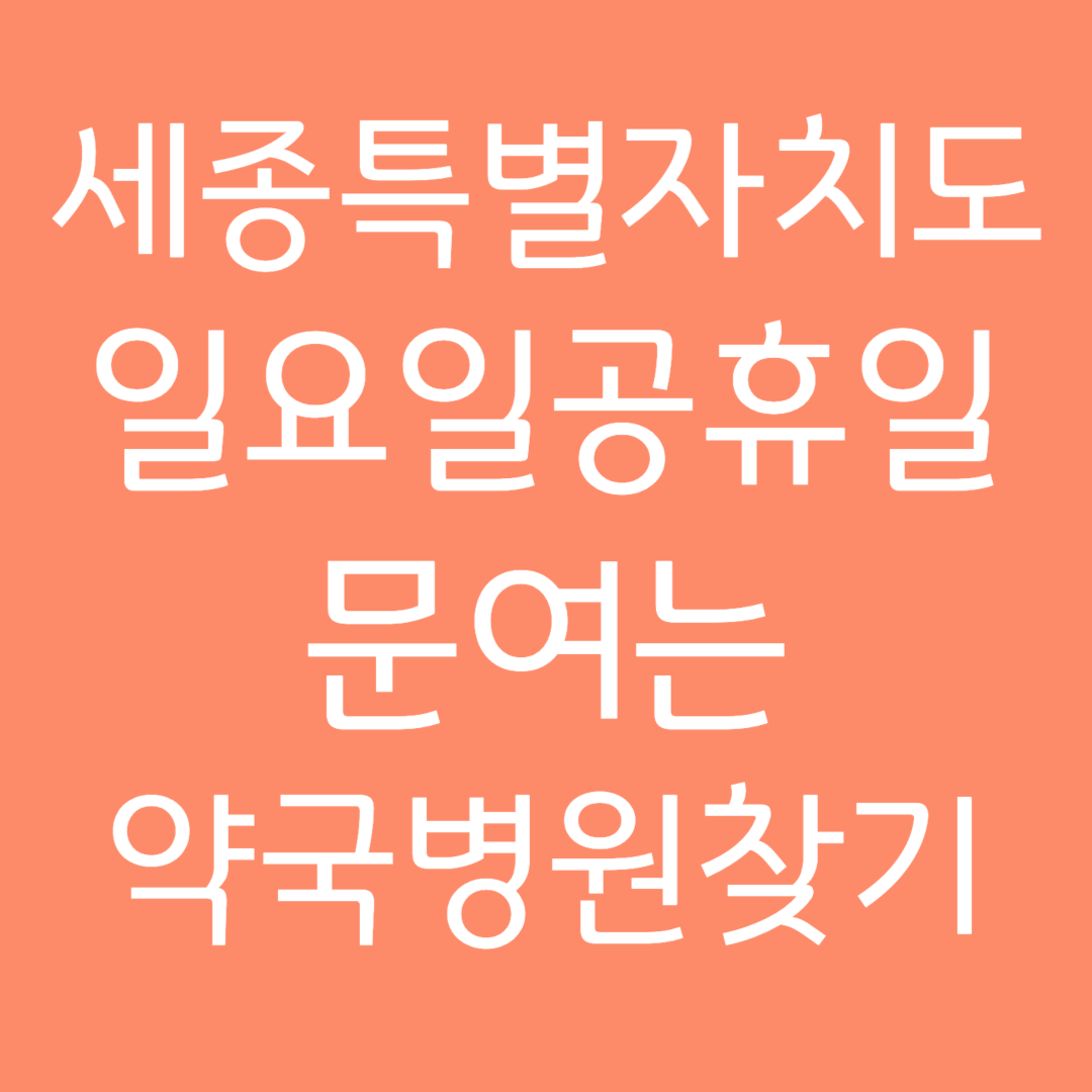 세종특별자치도 일요일 공휴일 문여는 약국병원 찾기
