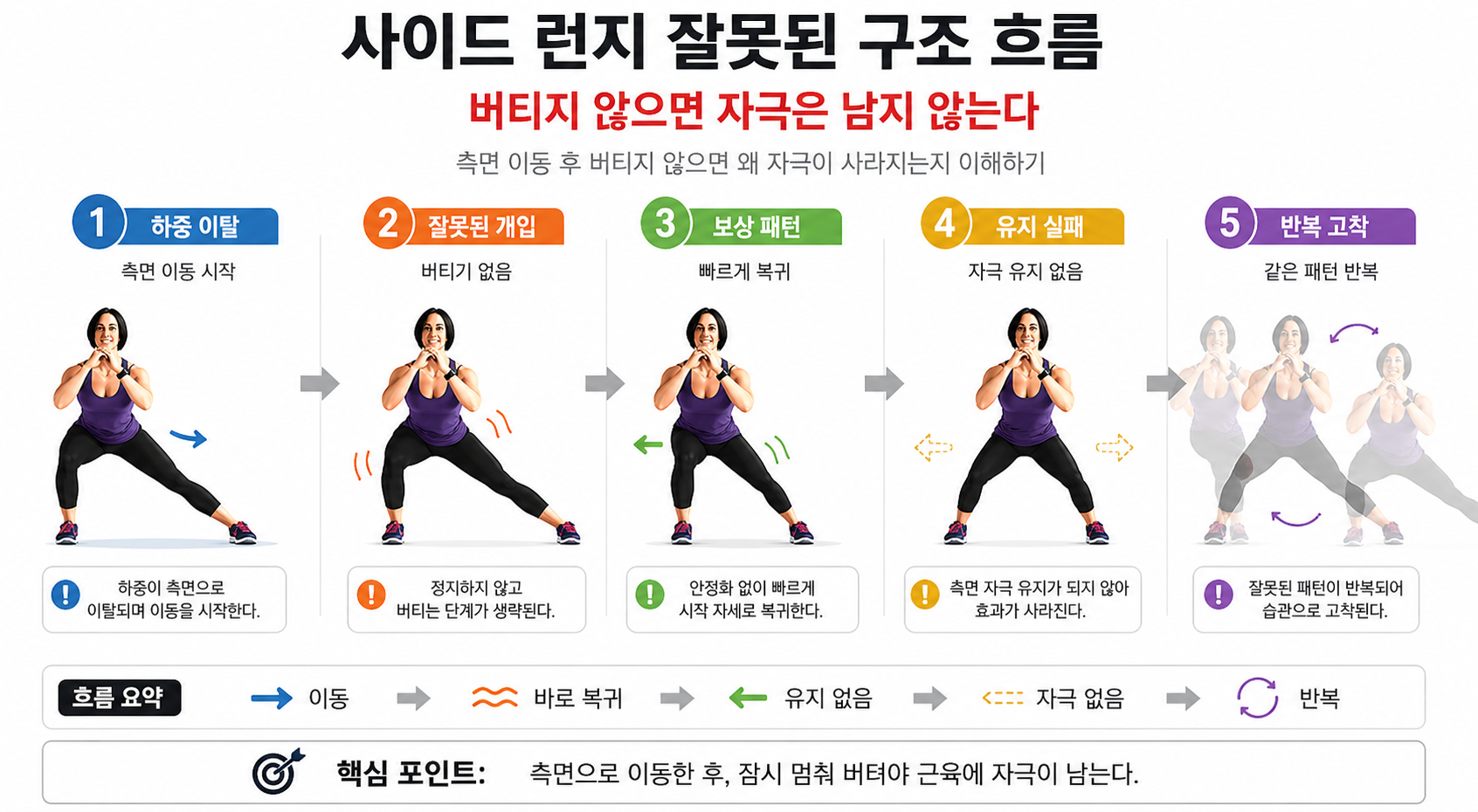 사이드 런지 잘못된 구조 흐름
