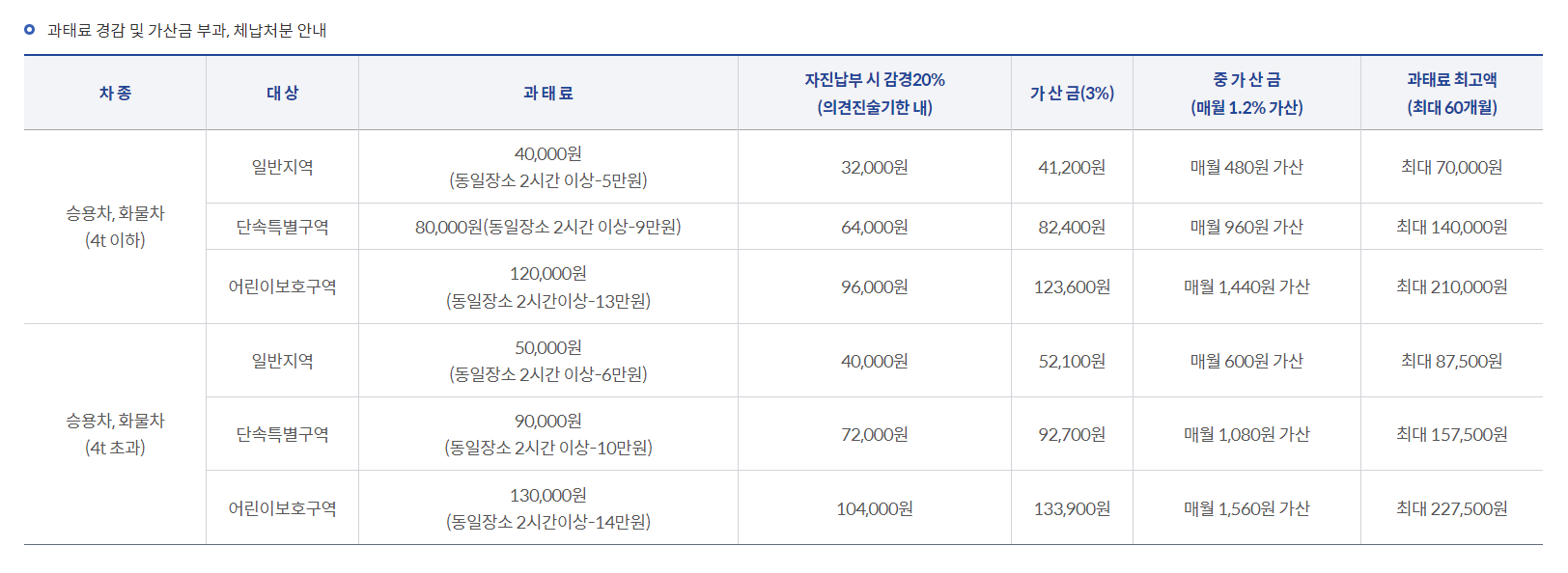 주정차위반과태료