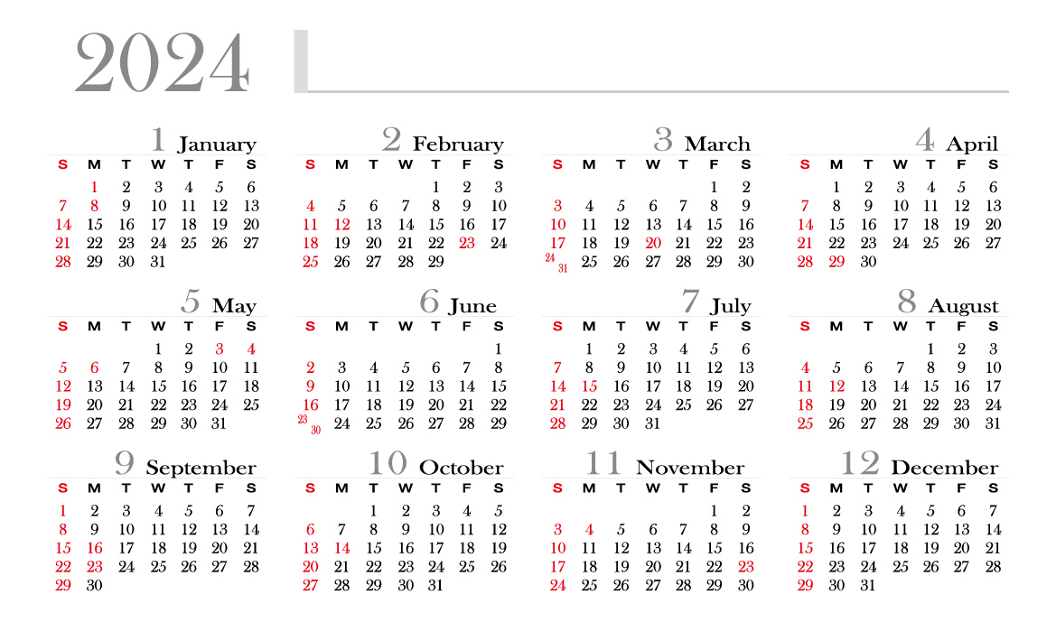 일본 2024년 달력