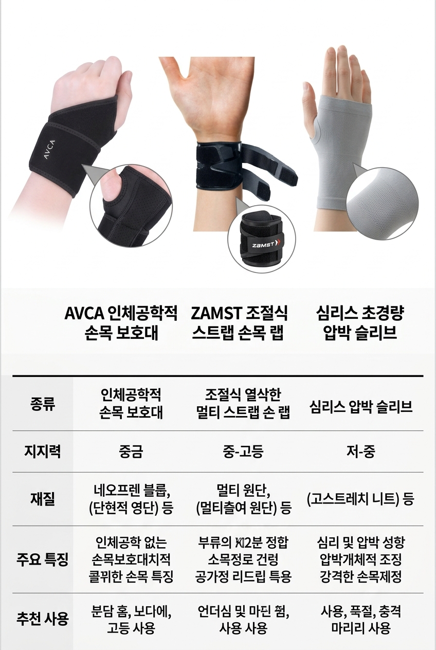 손목보호대 추천 3종 비교 고르는법
