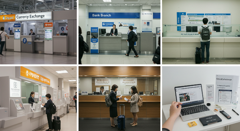 여행객을 위한 환전 수령 장소(공항, 은행 지점, 자택)별 특징 비교