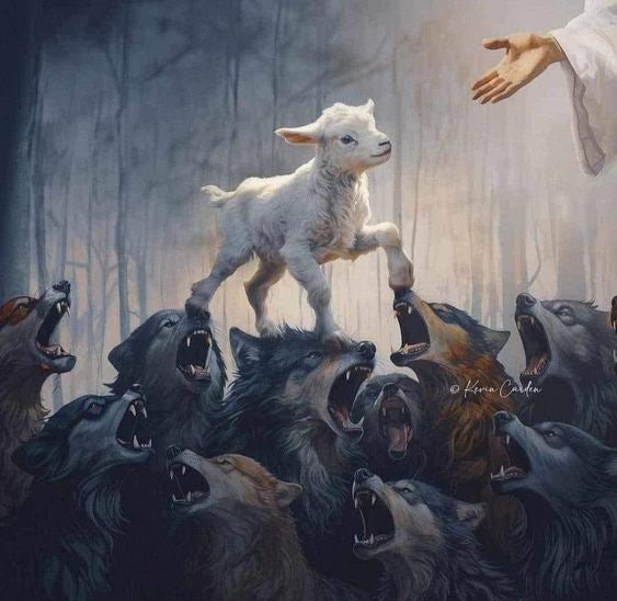 늑대들을 밞고가는 양 사진