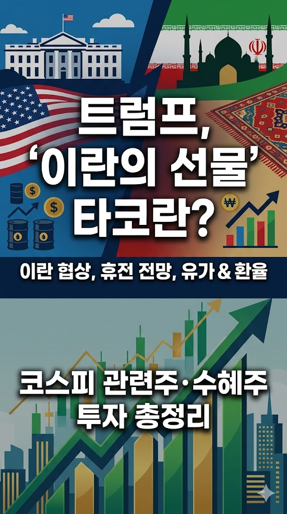 트럼프 이란의 선물 뜻, 타코란? 이란 협상, 휴전 전망, 유가, 환율, 관련주, 수혜주, 코스피 투자 총정리