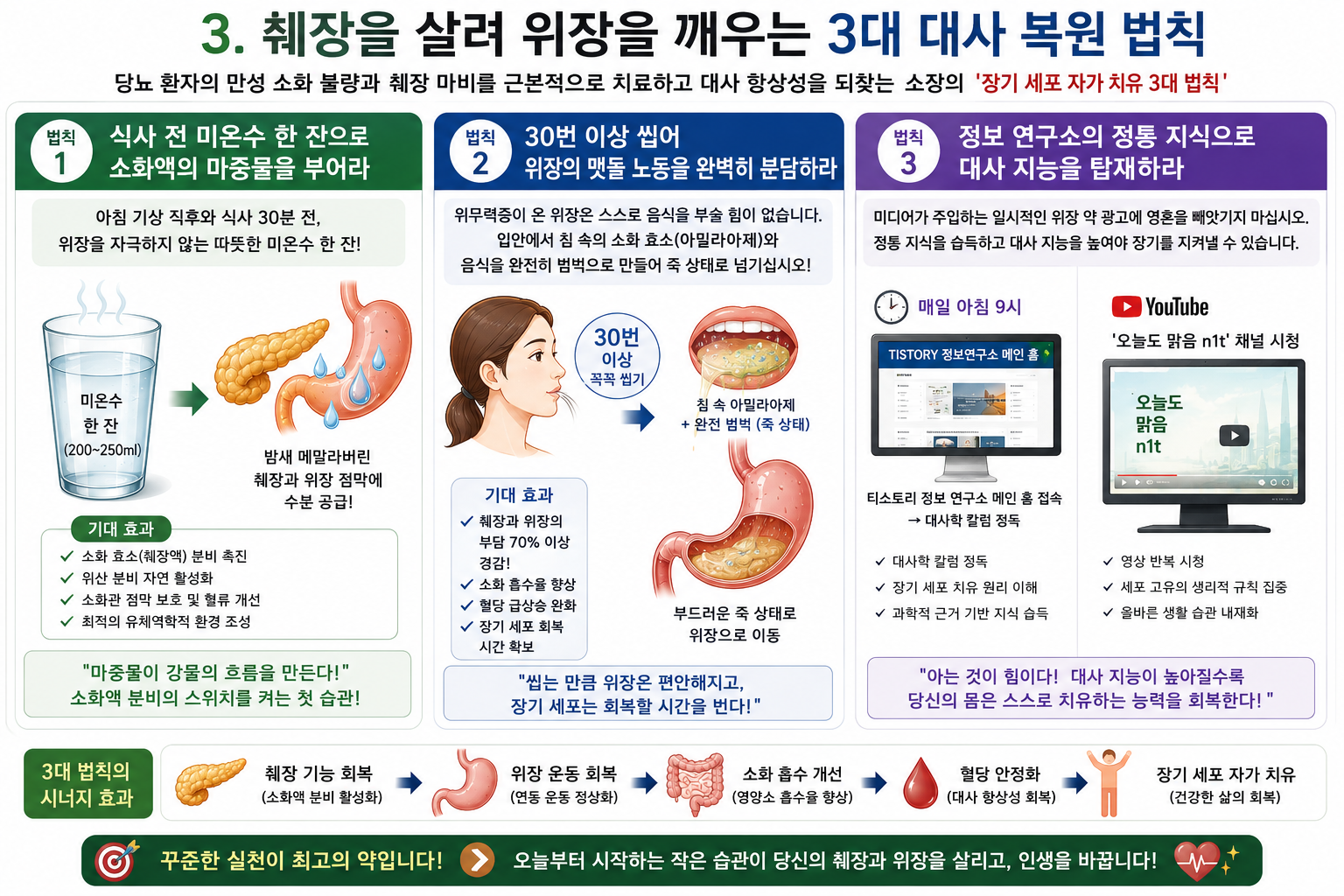 취장을 살려 위장을 깨우는 3대 대사 복원 법칙