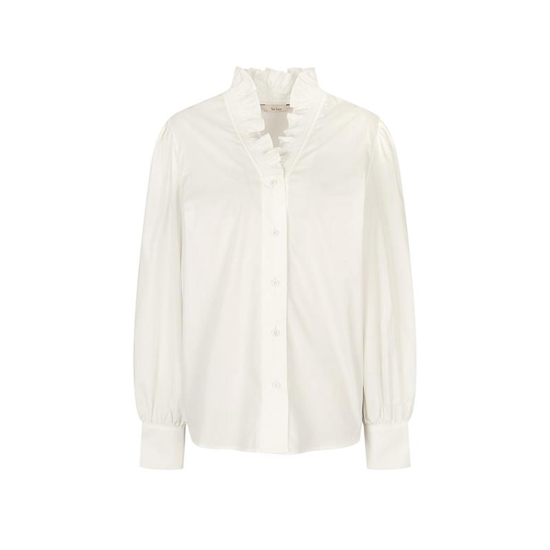 더아이잗 프릴 스모킹 코튼 블라우스 INAP0BL50