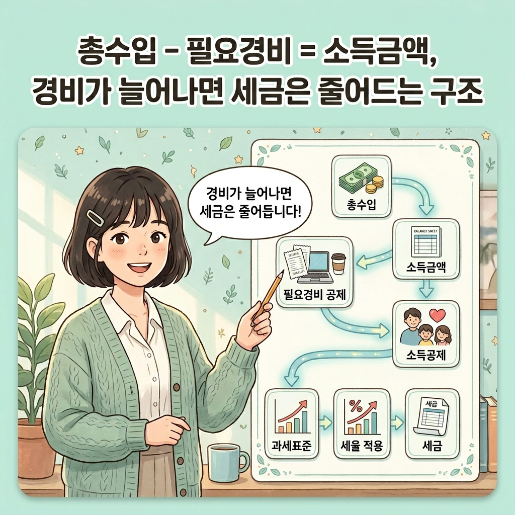 프리랜서 필요경비 세금 계산 흐름 소득금액 과세표준