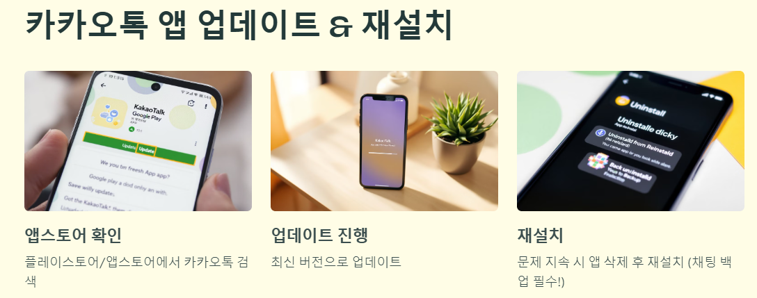 카카오톡 앱 업데이트 &amp; 재설치