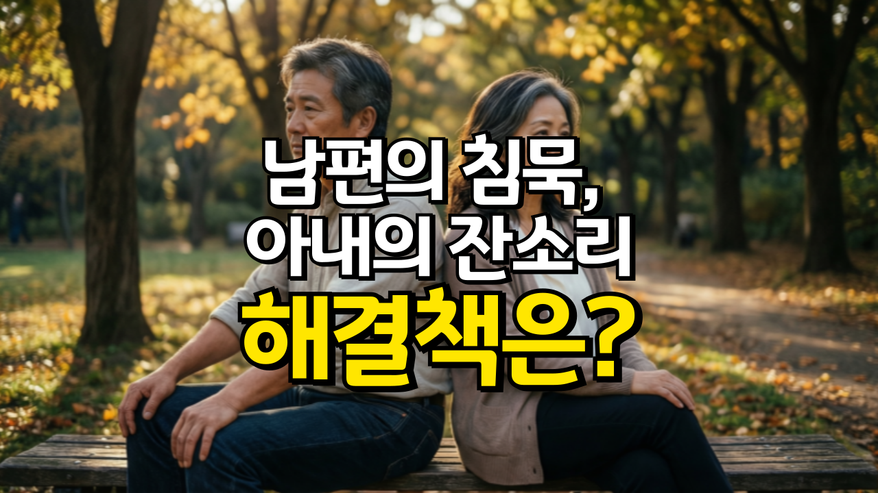 서로-등을-돌리고-앉아있는-중년-부부의-모습