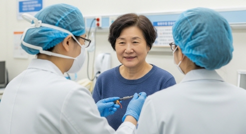 위장 질환으로 병원 진료를 받는 모습