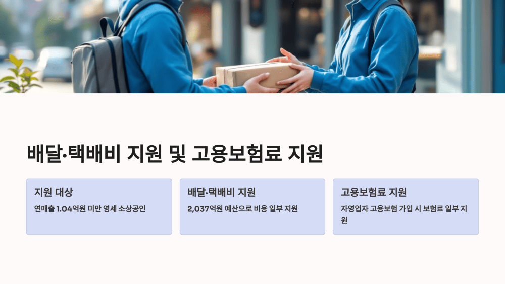 배달&middot;택배비 지원 및 고용보험료 지원
