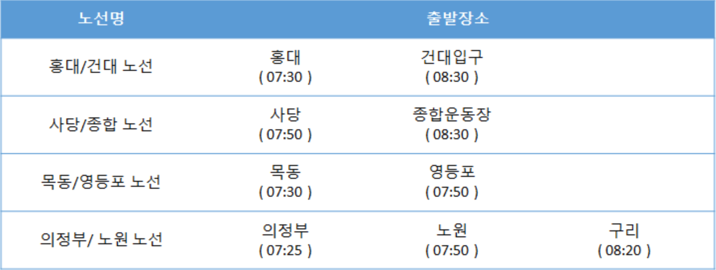 오션월드 미들시즌 주말 셔틀버스