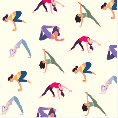 여러 요가 자세들 (출처 : pixabay)