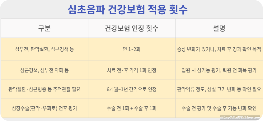 심초음파 건강보험 인정 검사 횟수