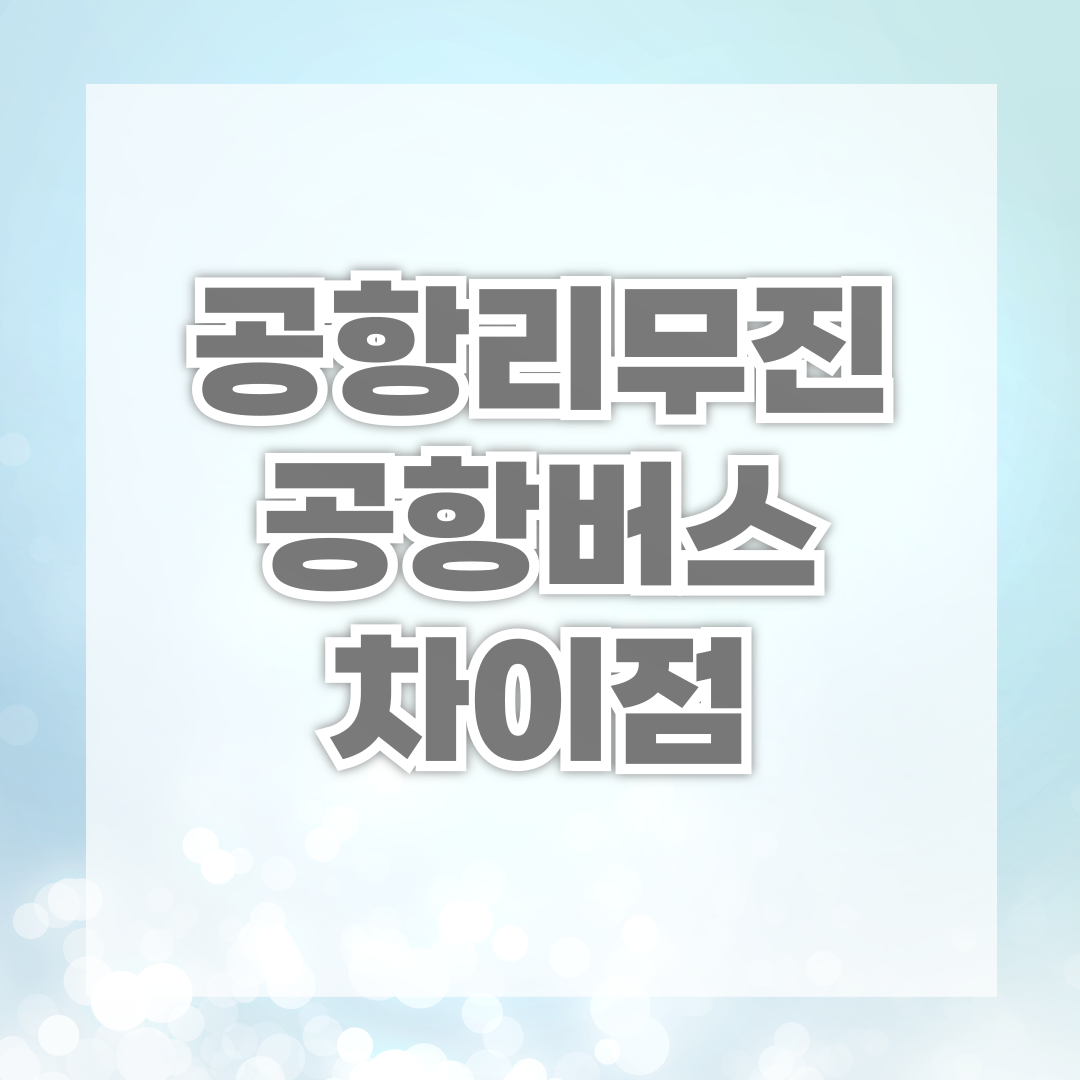 공항리무진과 공항버스 차이