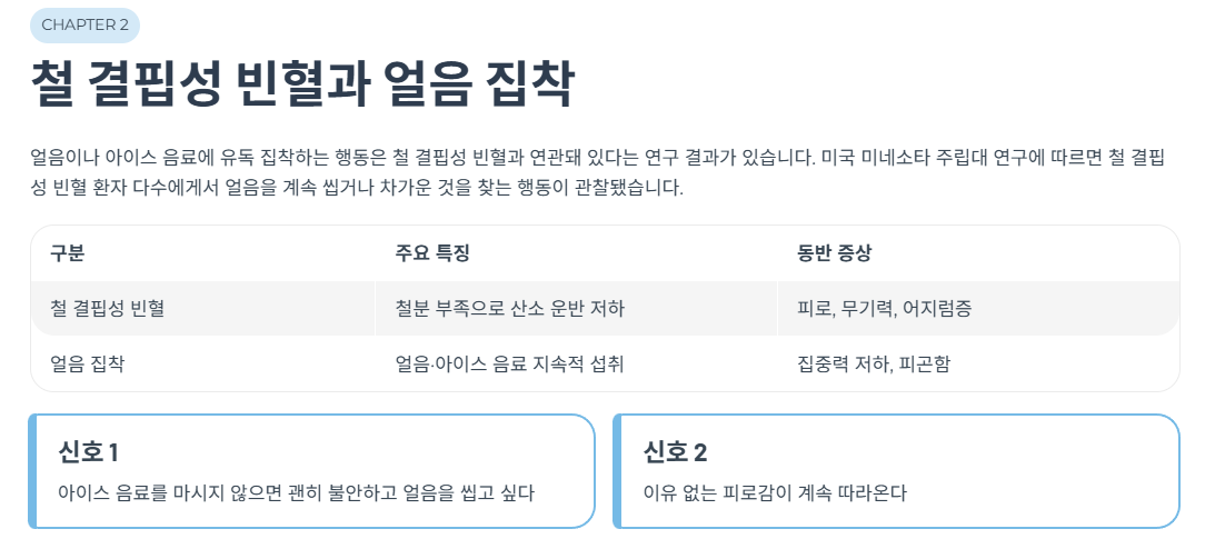 철 결핍성 빈혈과 얼음 집착
