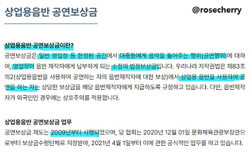 상업용음반공연보상금-설명