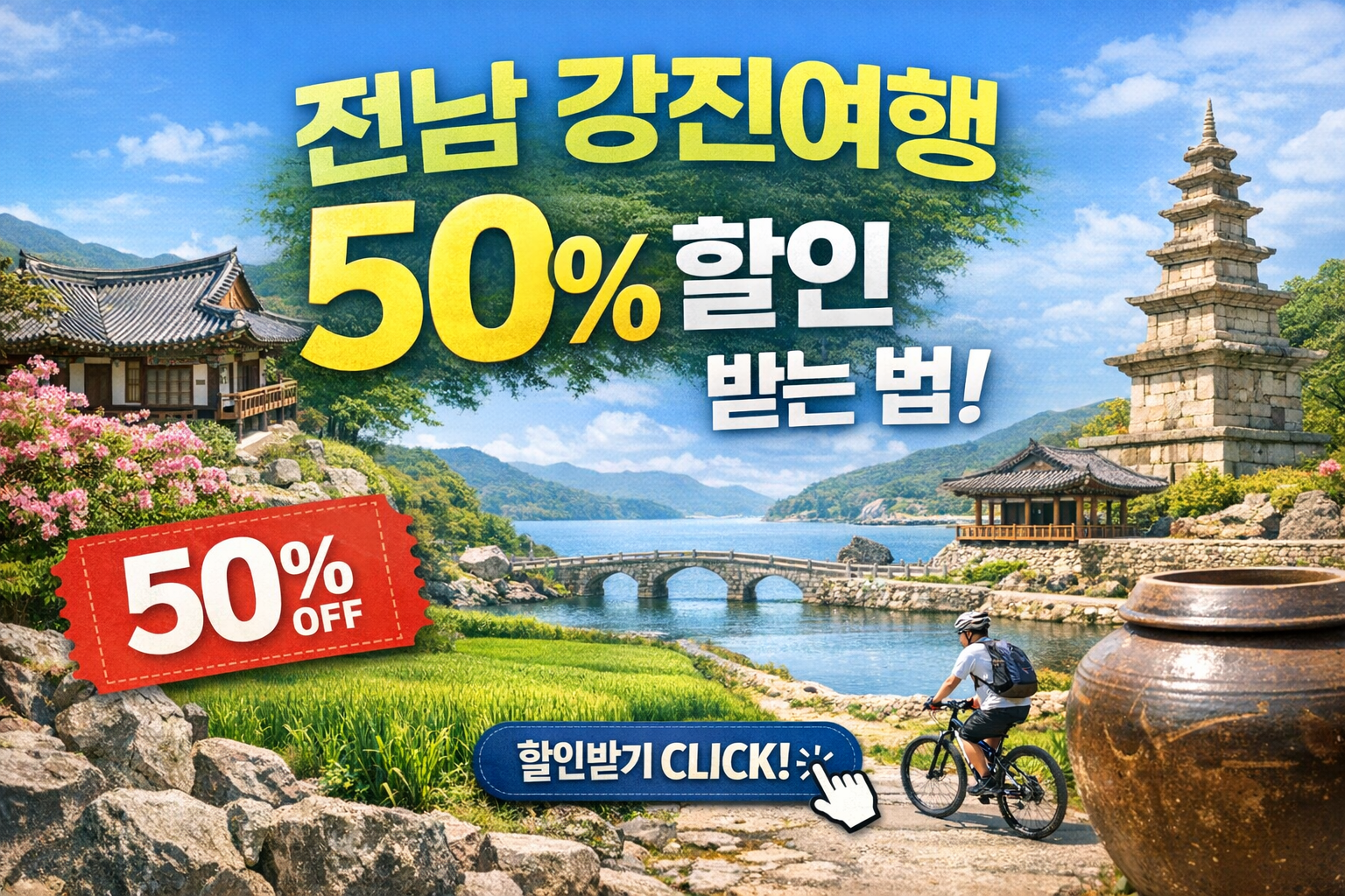 전남 강진여행 50% 할인 받는 법 (2026 강진 반값여행 사전신청&middot;환급조건)