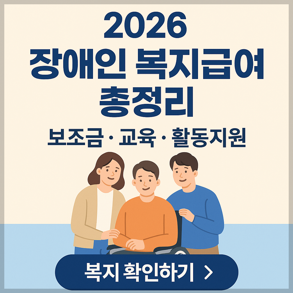 놓치면 1년 기다린다! 2026년 보조금&middot;교육&middot;활동지원까지! 장애인 복지급여 신청 총정리