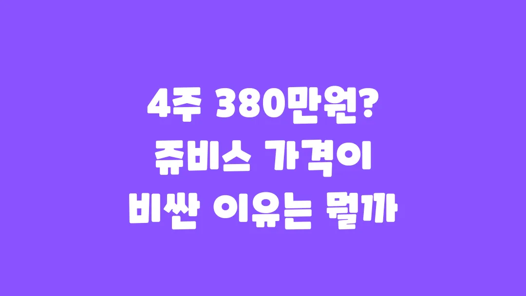 4주 380만원 쥬비스 다이어트 가격이 비싼 이유