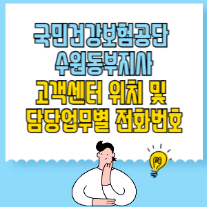 국민건강보험공단 수원동부지사 고객센터 위치 및 담당업무별 전화번호