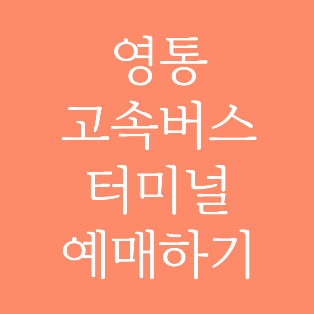 영통 실시간 고속버스터미널 시간표 조회 및 예매하기