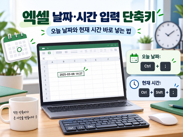 엑셀 날짜&middot;시간 입력 단축키｜오늘 날짜와 현재 시간 바로 넣는 법