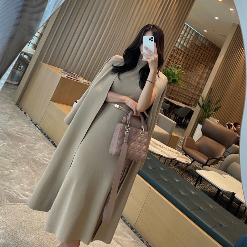로로 반목 니트 원피스 가디건 세트