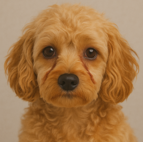 갈색 푸들 눈물자국 사진