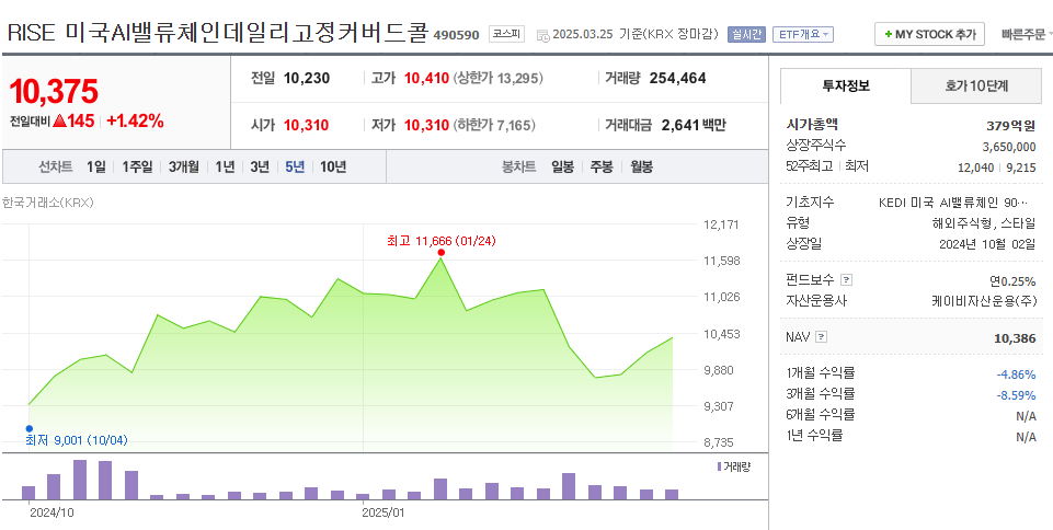 RISE 미국AI밸류체인데일리고정커버드콜