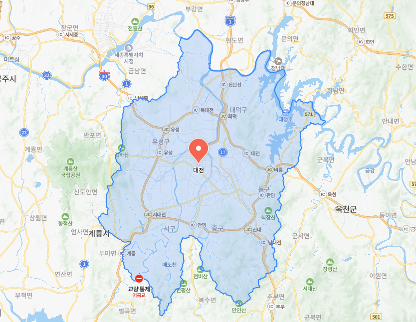 대전 지도 교통 인프라 학군 은행동 둔산동 대전역 용문동 관저동 봉명동 노은동 월평동 문화동 유성구 서구