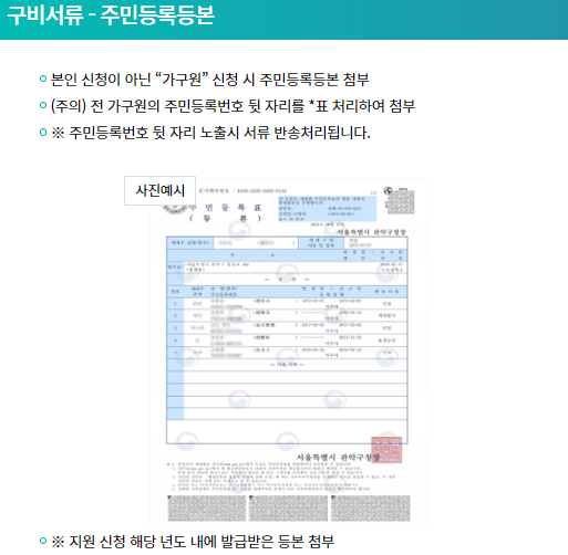 구비서류 주민등록등본