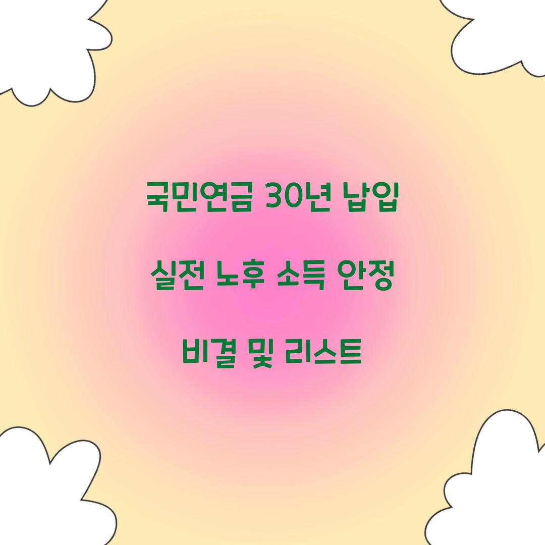국민연금 30년 납입