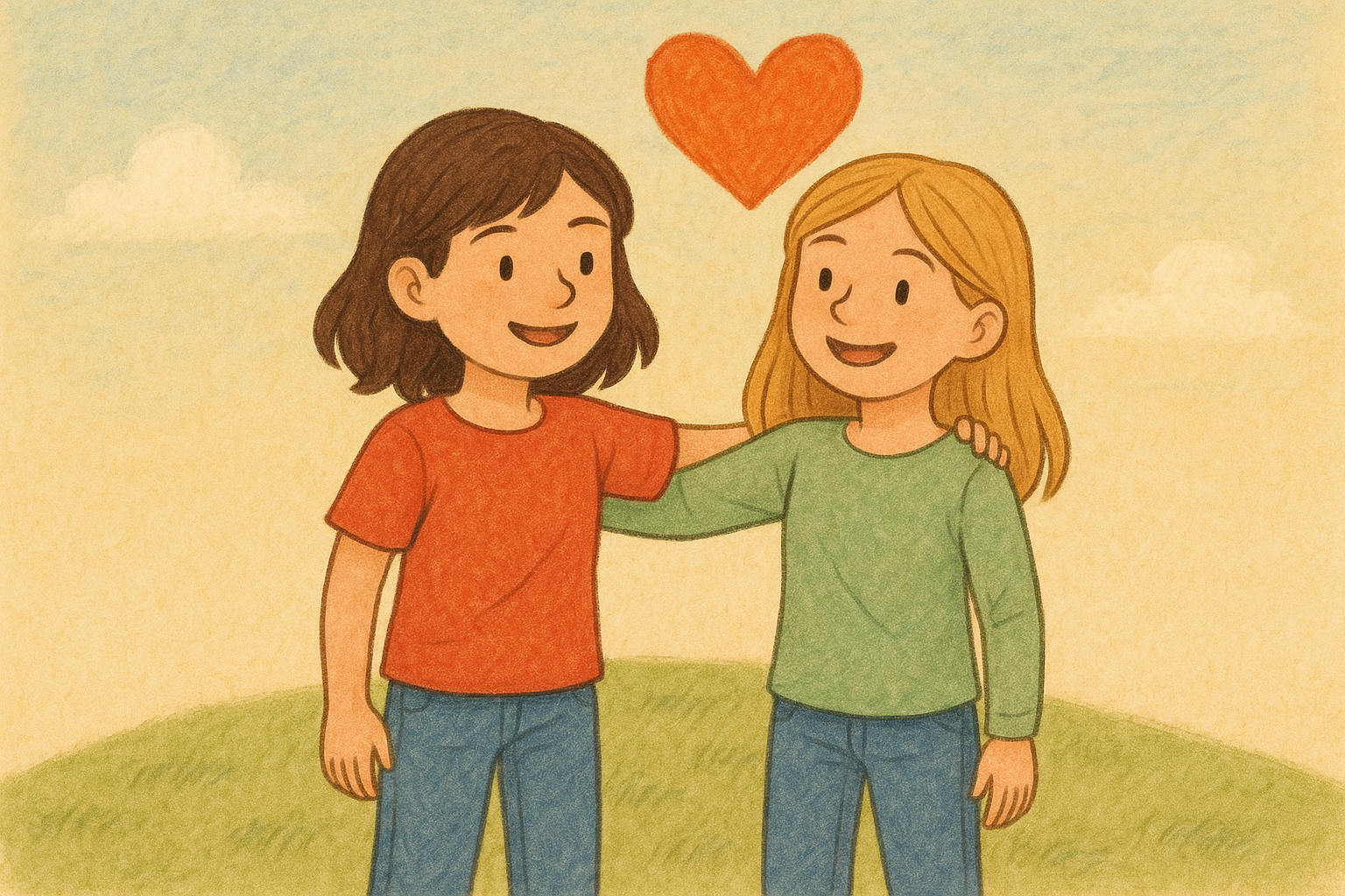 두 소녀와 하트
