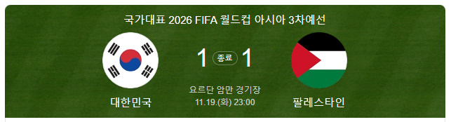 축구 팔레스타인전 하이라이트 및 조별 순위