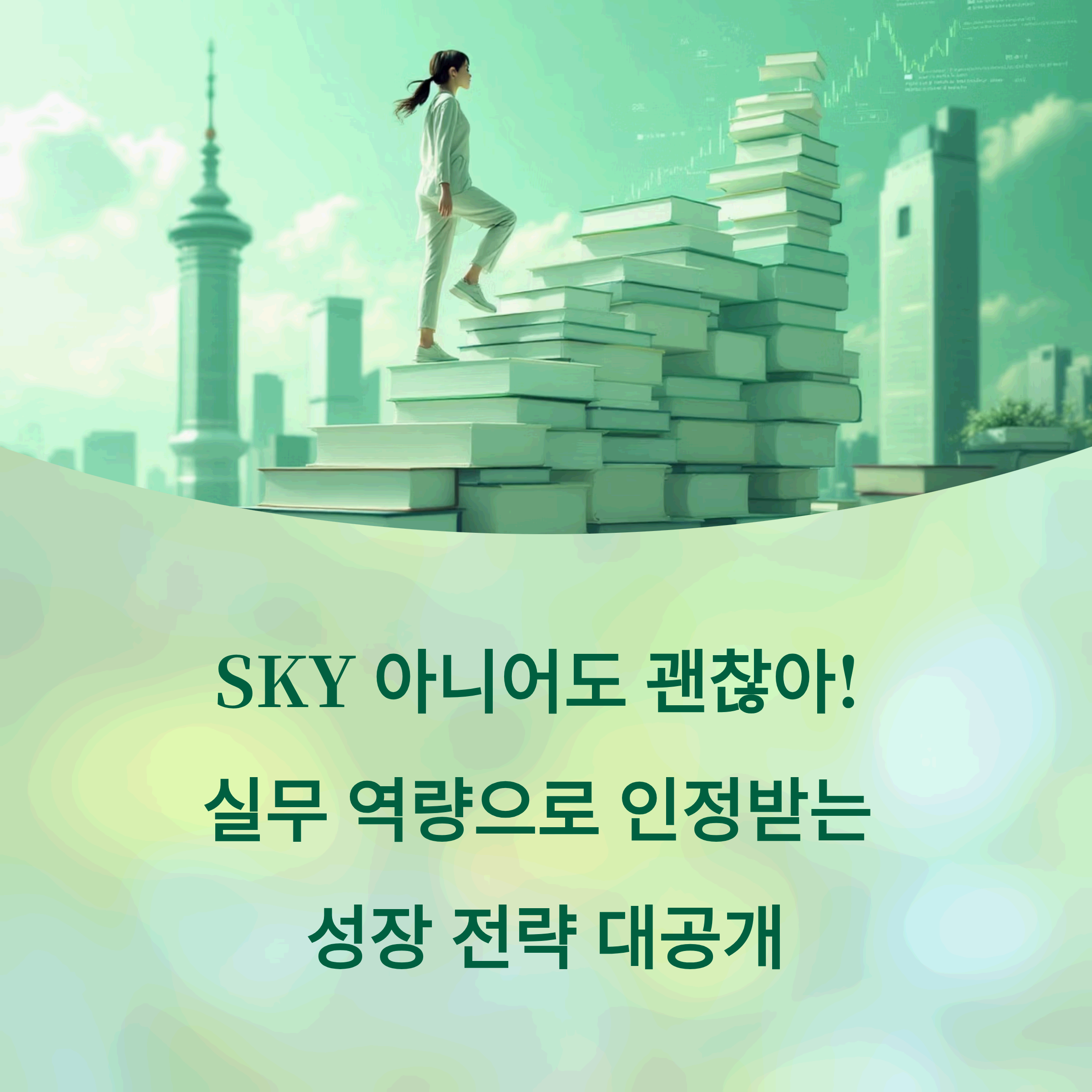 modern hairstyle climbing a ladder that transforms from books