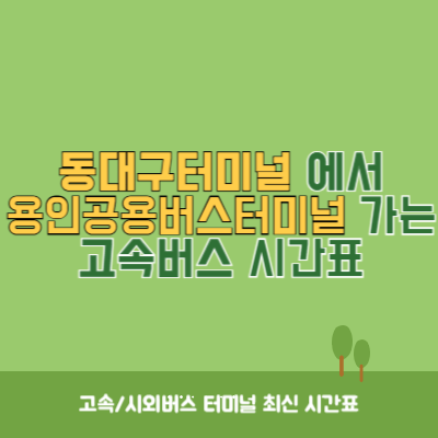 동대구터미널에서 용인공용버스터미널 가는 고속버스 시간표 최신정보