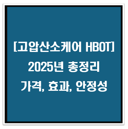 2025년 고압산소케어 가격, 효과, 안전성 분석