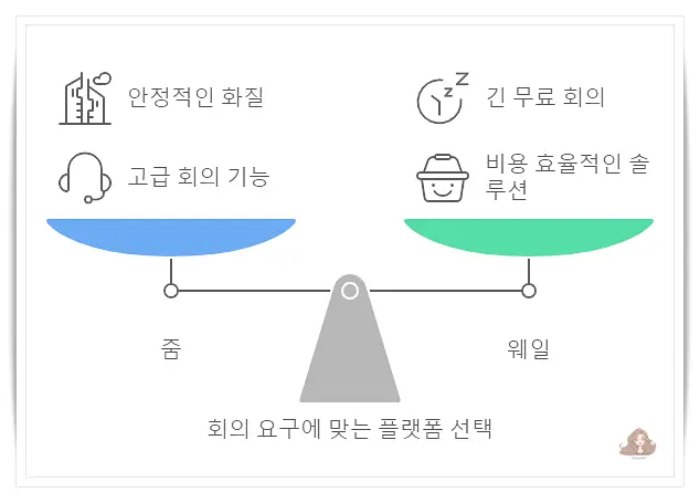 줌-웨일-화상회의-비교