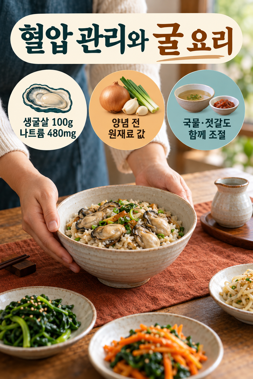 굴(석화) &middot; 굴을 반찬으로 넣을 때는 자체 나트륨도 포함해요 실사 인포그래픽