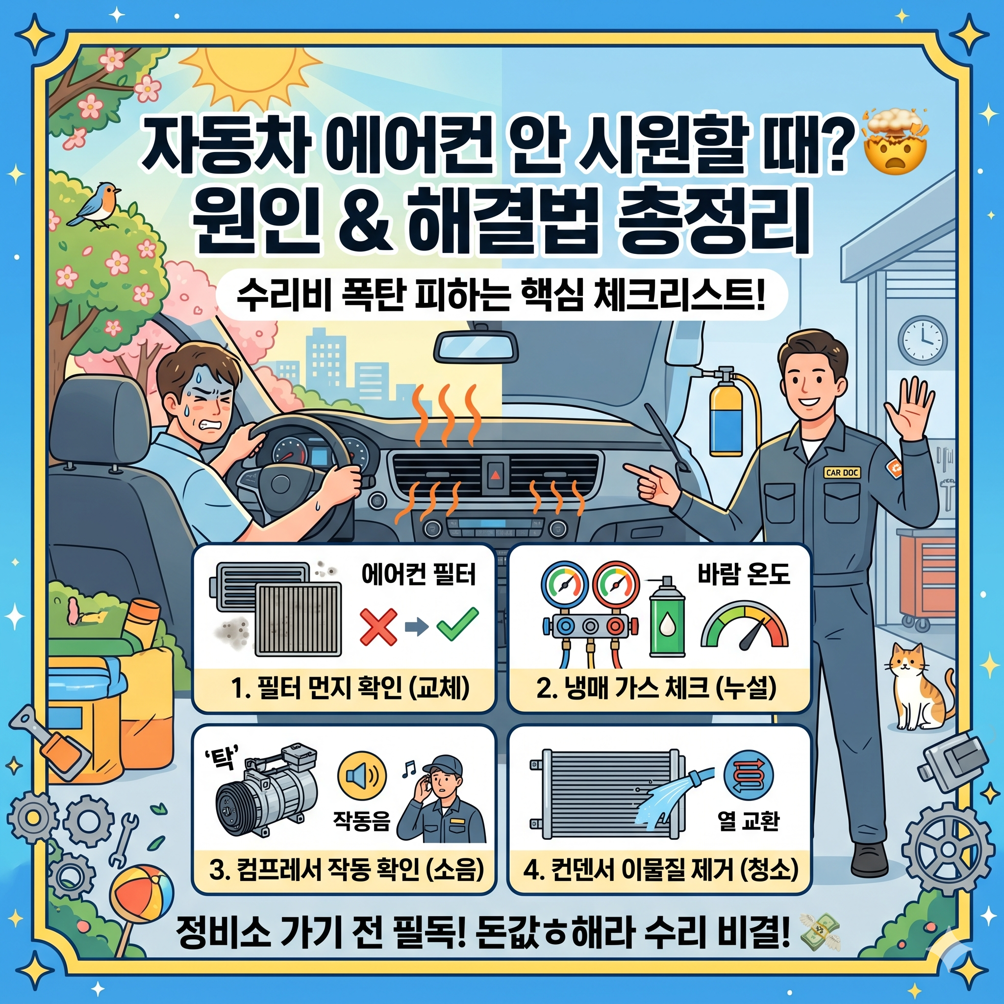 자동차 에어컨이 안 시원할 때 원인과 해결 방법 총정리