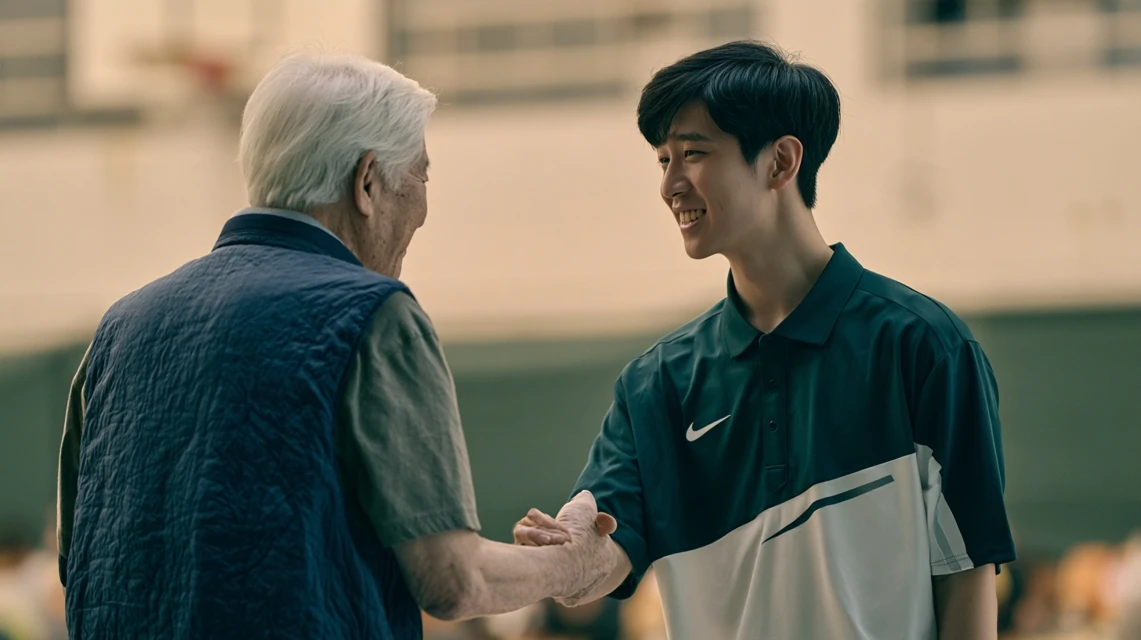 처음 만난 나이 많은 회원에게 어떻게 불러야 할지 고민하는 모습