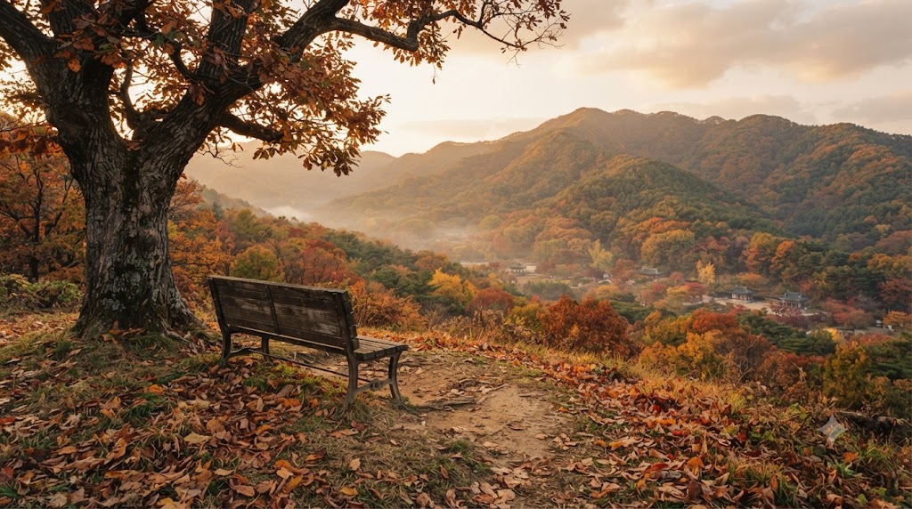 경남 양산 오봉산의 엽기 소나무를 그린 장면