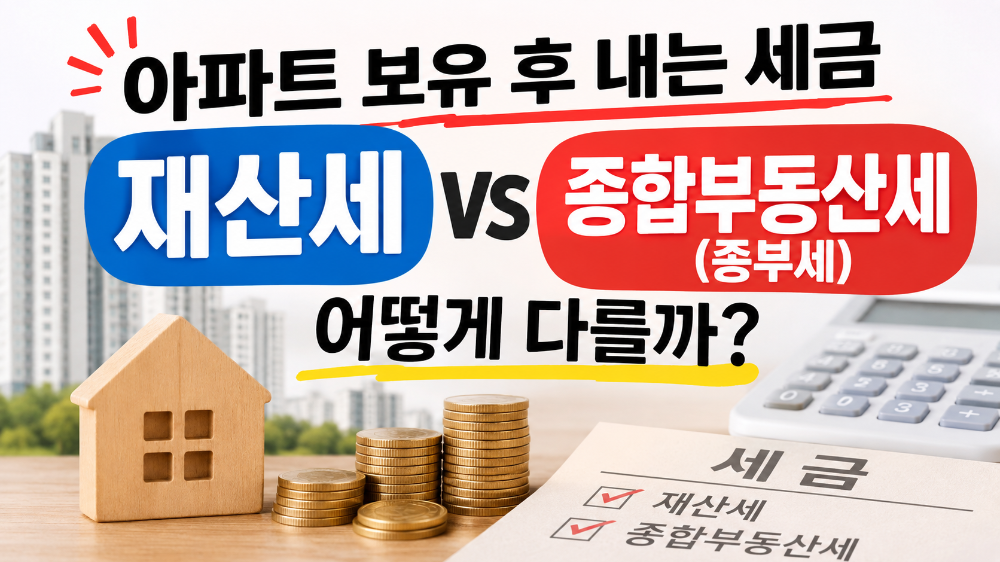 아파트 보유 후 내는 재산세와 종합부동산세의 차이를 비교한 이미지