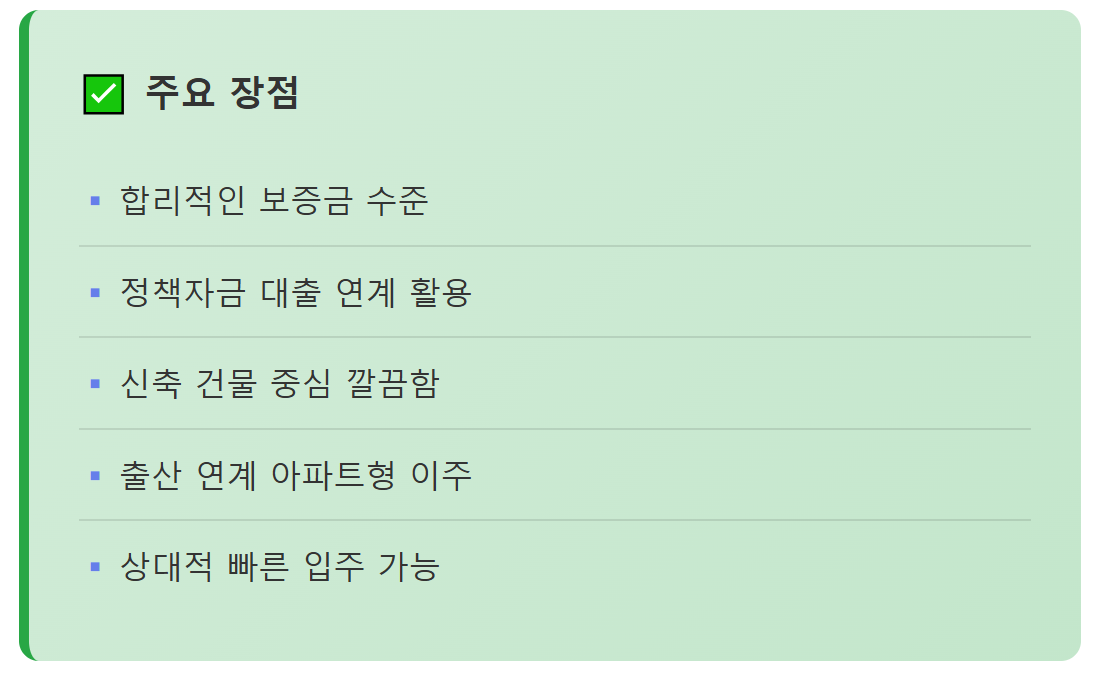 비아파트형 미리내집 주요 장점 