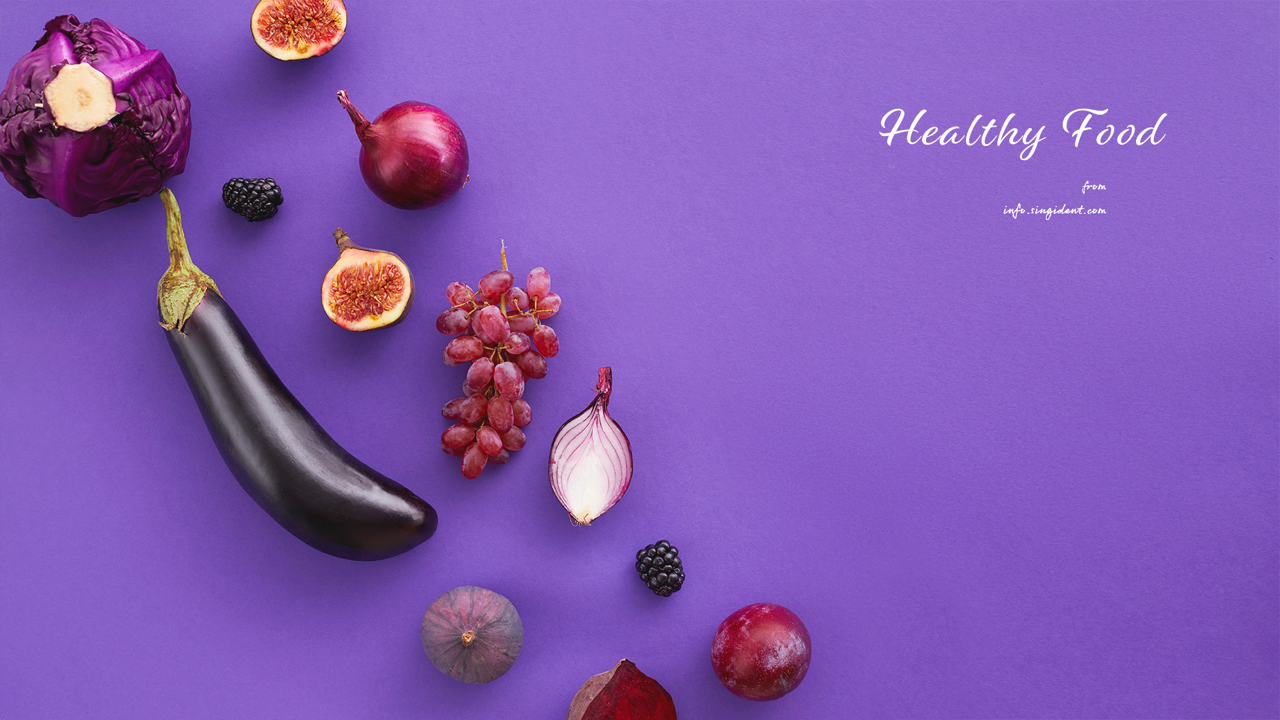 02 가지와 포도 C - Healthy Food 보라색배경화면