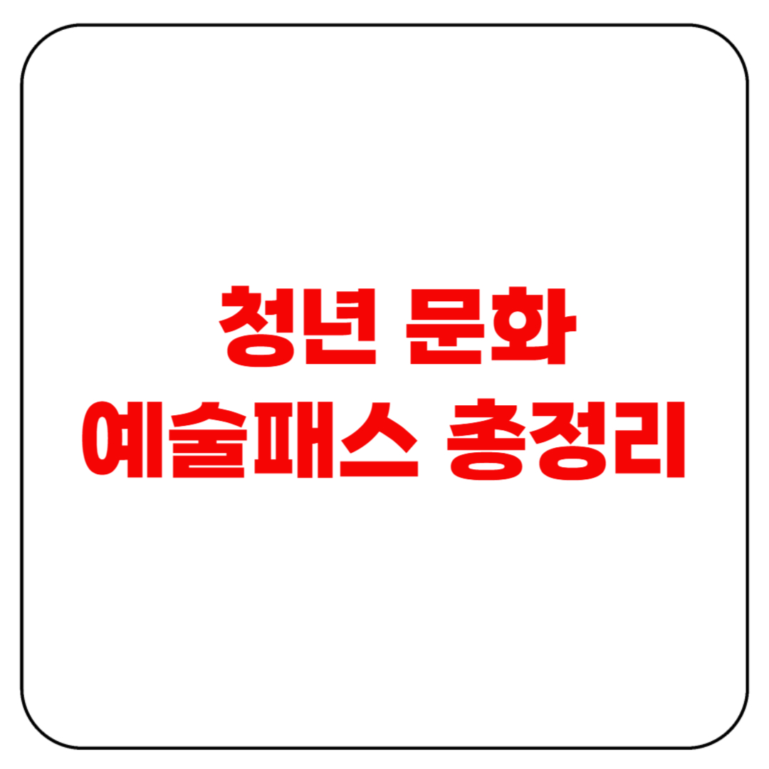 청년 문화예술패스 총정리