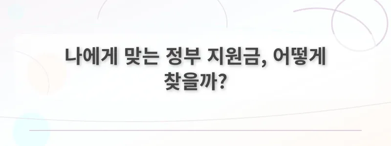 나에게 맞는 정부 지원금, 어떻게 찾을까?
