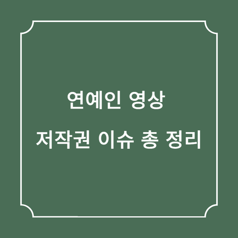 연예인 영상 저작권 이슈 총 정리