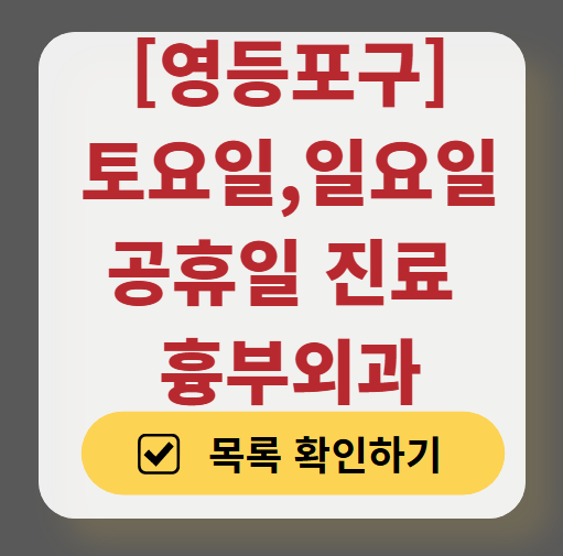 영등포구 주말 토요일 일요일 흉부외과 내과 진료 병원 목록 ❘ 공휴일 진료 영업 병원 리스트 찾기